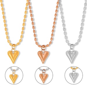 Collar de Moda para Mujer, Joyería Fina, Collar Personalizado con Cuentas de Acero Inoxidable Chapadas en Oro, Colgante de Corazón - Product Image 3