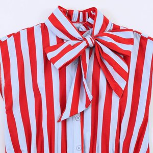 Chemisier rayé style européen et américain avec nœud, élégant et simple, nouvelle collection, vente en gros pour femmes - Product Image 5