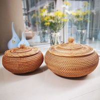 Panier de rangement en rotin tissé à la main de style nordique vietnamien, panier à fruits créatif pour table basse, pour un usage domestique, pour le stockage des aliments