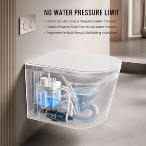 โถสุขภัณฑ์อัจฉริยะแบบแขวนผนัง CE Certified MWD พร้อมระบบ P-Trap ขนาด 180 มม. ถังเก็บน้ำแบบซ่อน ไร้ขอบ ระบบชำระล้างแบบ Washdown พร้อมบิเดต์ สำหรับโครงการ ขายส่งจากโรงงาน รับผลิตแบบ OEM - Product Image 4