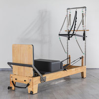 Reformer Pilates Emax en Bois Durable, Portable, Réglable et Multifonctionnel, Demi-Trapec, Garantie 5 Ans, Lit de Studio de Yoga Commercial