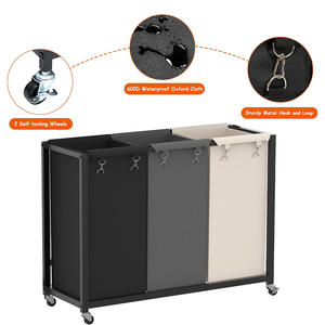 Wasmand 3 Sectie Rollende Wasmand Organizer Met 2 Opbergladen En Grote Desktop - Product Image 3