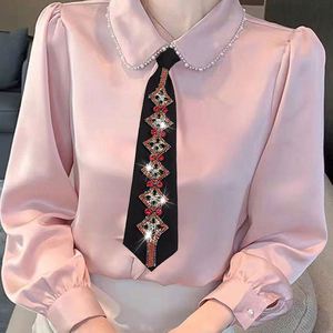 Girls Rhinestone Necktie Necklace Retractable Glass Material for Party Evening Dresses Shirts - Product Image 2