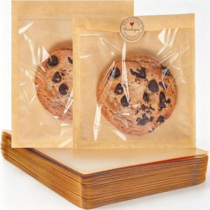 One Side PVC Window Food Grade Moisture Proof Waterproof Clear Paper <b>Bag</b> Cotton Rope Handle for <b>Bread</b> Baking Stock Sticker Seal - Product Image 1