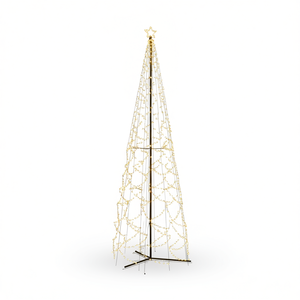 Sapin de Noël en forme de cône avec 1400 LED blancs chauds, 5x16 pieds, décoration intérieure, cadre métallique personnalisable, base autoportante - Product Image 1