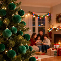 Boules de Noël en plastique velours de haute qualité, résistantes aux intempéries, faites à la main, en vrac, décorations festives pour la maison et le bureau