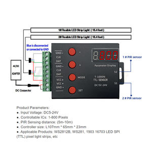 10A DC 5-24V Smart LED scala magica Controller colore 800 Pixel SPI segnale Dimmer con sensore di movimento umano PIR On/Off - Product Image 6