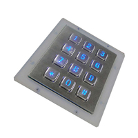 IP65 Wasserdichtes USB-Interface 3x4 Matrix 12-Tasten Metall Industrielles Tastenfeld mit Hintergrundbeleuchtung