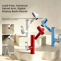 Robinet de salle de bain à bulles oxygénantes riches en dopamine, affichage numérique, design chat porte-bonheur, mitigeur chaud-froid, lavabo en céramique 304