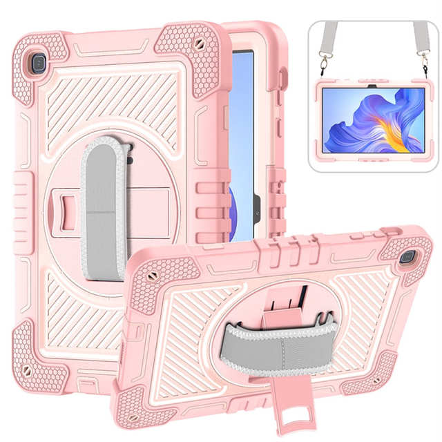 Durable 10.1 Inch Silicone Protective Tablet Case Honor PAD X8 Rugged Rotating Bracket Hand Strap PC Material Tablet Cover