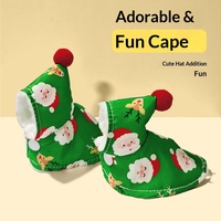 Vêtements d'hiver pour oiseaux de compagnie transfrontaliers : Cape de Noël en polycoton épais, motif Père Noël et renne, anti-froid et chaude