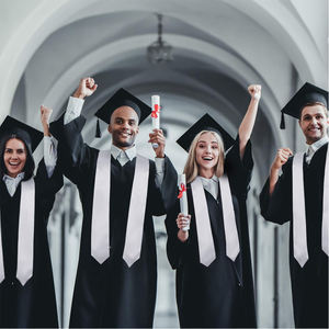 5 Stück/Los RubySub 72 Zoll Weiße Satin-Polyester Sublimations-Abschlussstolen Rohware - Product Image 3