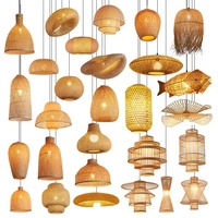 Lampes suspendues Bambou Led Plafonniers En Gros Bambou Tissage Lustre Rotin Suspension pour Restaurant
