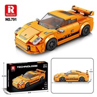 1:24 DIY MOC Mobil Sport Model Balap Puzzle Mainan Konstruksi Blok Bangunan Mobil Reobrix Set Perakitan Kendaraan dari Bata Plastik