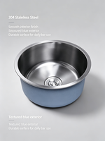 Évier de cuisine moderne en acier inoxydable fait main, à encastrer, rond, profond, à cuve unique, anti-corrosion, garantie 5 ans