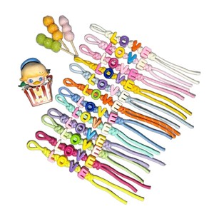 Hand Rope Keychain With Colorful Acrylic Letter Beads Custom Name Woven Lanyard Strap for <b>Bag</b> <b>Charm</b> DIY Accessory Gift - Product Image 5