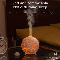 Diffuseur d'aromathérapie ultrasonique Planet Flame, humidificateur USB en plastique, lampe d'ambiance de table, design flamme craquelée, garantie 1 an