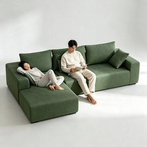 Divano Componibile a 3 Posti con Chaise Longue in Schiuma Compressa, Bianco, Convertibile, per Arredamento Moderno del Soggiorno - Product Image 1