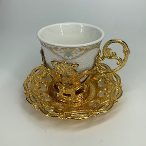 Bandeja de almacenamiento de joyas ordic light, bandeja de cerámica de lujo dorada <span class=keywords><strong>para</strong></span> ceremonia de <span class=keywords><strong>matrimonio</strong></span> y celebración, platillo <span class=keywords><strong>para</strong></span> taza de café y plato de latón - Product Image 2