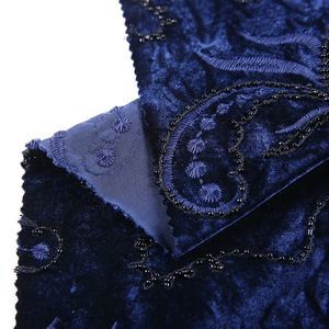 <span class=keywords><strong>HA</strong></span>-15210C Op maat gemaakte 100% polyester geweven zachte fluweel met kralenborduurwerk stofrol voor jurken - Product Image 3