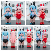 Costume gonflable publicitaire 360° personnalisé en forme de lapine de dessin animé pour événement extérieur