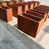 Jardinière carrée géante en métal écologique sur mesure, pot de fleurs extérieur en acier Corten, simple, pour fleurs artificielles, 30L