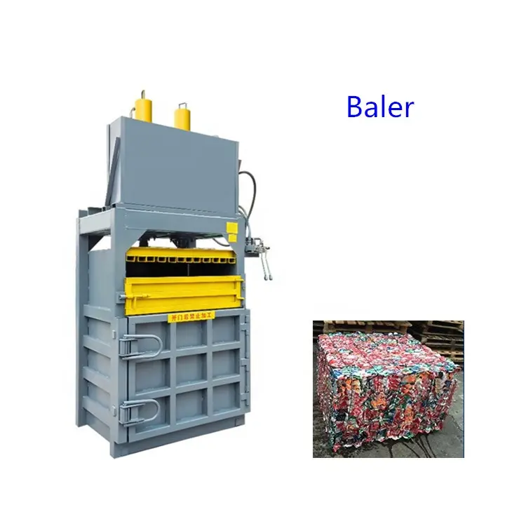 Mesin Baler plastik pemadat komersial mesin Baler botol peliharaan hidrolik mudah dioperasikan Baler vertikal hidrolik