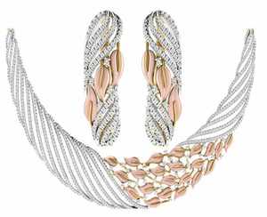 ชุดออกแบบให้มีน้ำหนักมากของผู้หญิง18kt ชุดงานแต่งงานทองคำแท้สร้อยคอและต่างหูเครื่องประดับที่ดี - Product Image 1