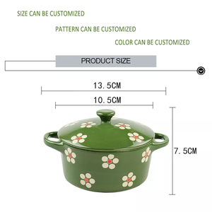 Mini olla multifunción de porcelana para Fideos, juego de utensilios de cocina de cerámica, tazón para hornear microondas con mango - Product Image 3