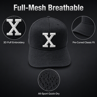 Gorra de béisbol transpirable 100% poliéster de malla completa al por mayor con visera precurvada, de secado rápido y ligera para correr, gimnasio y deportes.