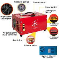 Compresseur d'air PCP sans huile TUXING nouvelle version améliorée, réglable jusqu'à 4500 psi 30 MPa, mini 12V 110V 220V, pour batterie de voiture, chasse, avec poignée