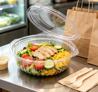 Boîte jetable en plastique PET transparent pour sandwichs, salades de fruits, nouilles, sushis, emballage alimentaire, bonbons, biscuits, avec couvercle
