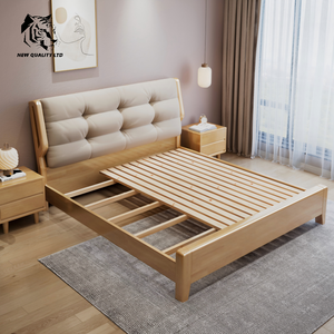 Fournisseur direct d'usine, prix le plus bas, OEM ODM, stock important prêt à être expédié, lit double, nouveau design, meubles de chambre à coucher, lit king size en bois. - Product Image 3