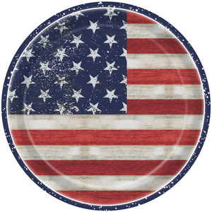Ensemble de vaisselle de fête drapeau américain 40-60 pièces Assiettes en plastique et en papier Nappe Décorations pour la fête de l'indépendance - Product Image 3