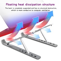 Support portable pliable pour ordinateur portable HMJ en aluminium et ABS, réglable en hauteur, rehausseur invisible en métal