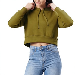 320GSM 100Cotton Heavy Weight Custom Logo Terry Fabric <b>Crop</b> <b>Hoodie</b> <b>Women</b> Oversize High Quality Acid Wash <b>Crop</b> <b>Hoodie</b> - Product Image 1