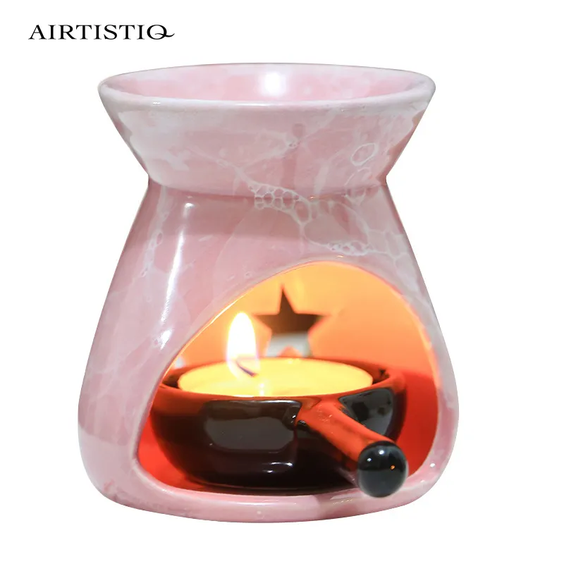 Decoración de la Casa de Té luz quemadores de aceite al por mayor de cerámica vela calentador lámpara