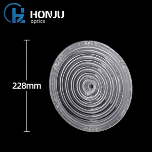 HONJU 100 Degree UFO Industrial Lighting Application Light Diameter 228MM Optical Lens High Bay Light Lens