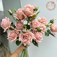 Rose artificielle de haute qualité à 3 têtes, toucher réel, pour décoration de jardin, mariage, centre de table, arrangement floral