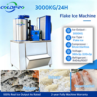 Machine à glace en flocons Coldpro 3000 kg / 3 tonnes par jour pour les produits de la mer/supermarchés/boulangeries avec 2 ans de garantie