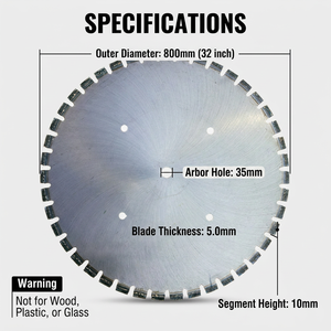 <span class=keywords><strong>Disco</strong></span> diamantato rinforzato da 800 mm (32 pollici) per sega <span class=keywords><strong>a</strong></span> muro, tagliatrice stradale, con foro da 35 mm, per cemento armato e taglio ponti - Product Image 2