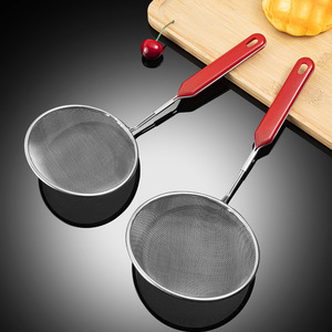 Louche à nouilles personnalisable, filtre à huile, grille de friture, passoire, passoire à lait de soja/jus, en acier inoxydable 304 avec poignée rouge, 201 - Product Image 4