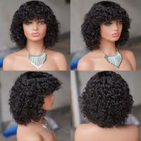 Perruque Amygirl bouclée africaine, fabriquée à la machine, 100% cheveux indiens Remy, sans colle, longueur 10 pouces, densité 180%, qualité 8A-12A, 1 pièce, couleur claire