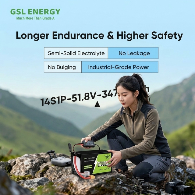 GSL ENERGY 14S 51.8V 67Ah Solid State Lithium Ion Battery Pack Drone Battery for Agricultural Drone UAV Mapping Sprayer