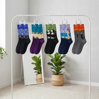 Chaussettes fantaisie Justay imprimées en tricot ODM, 5 paires, pour hommes, thème Noël, cadeau amusant, taille unique, mélange de coton bleu