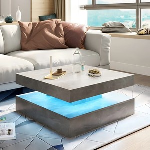 <span class=keywords><strong>Mesa</strong></span> de Centro Moderna de Diseño 2026, Cantidad Mínima de Pedido 50 Piezas, <span class=keywords><strong>Mesa</strong></span> de Centro Cuadrada de Alto Brillo en <span class=keywords><strong>Gris</strong></span> y Blanco con LED para Sala de Estar - Product Image 2
