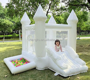 Maison de rebond blanche gonflable avec toboggan pour fêtes en plein air et mariages <span class=keywords><strong>Location</strong></span> de <span class=keywords><strong>château</strong></span> sautant plein d'entrain - Product Image 2