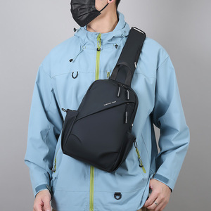 Men's Chest <b>Bag</b> Nylon Waterproof Ultralight Outdoor Leisure Travel Crossbody Backpack Solid Color Large Capacity - Product Image 2