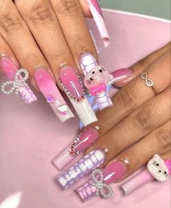 Uñas Postizas <span class=keywords><strong>XXL</strong></span> Cuadradas, 10 Piezas, Estilo Y2K, Europa y América, Hechas a Mano, para Mujer Dulce - Product Image 4