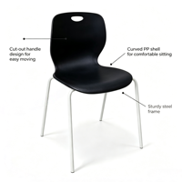 Chaise de salle à manger moderne en plastique légère et portable avec accoudoirs et dossier ergonomique, empilable, imperméable, pour la maison, le bureau et l'école